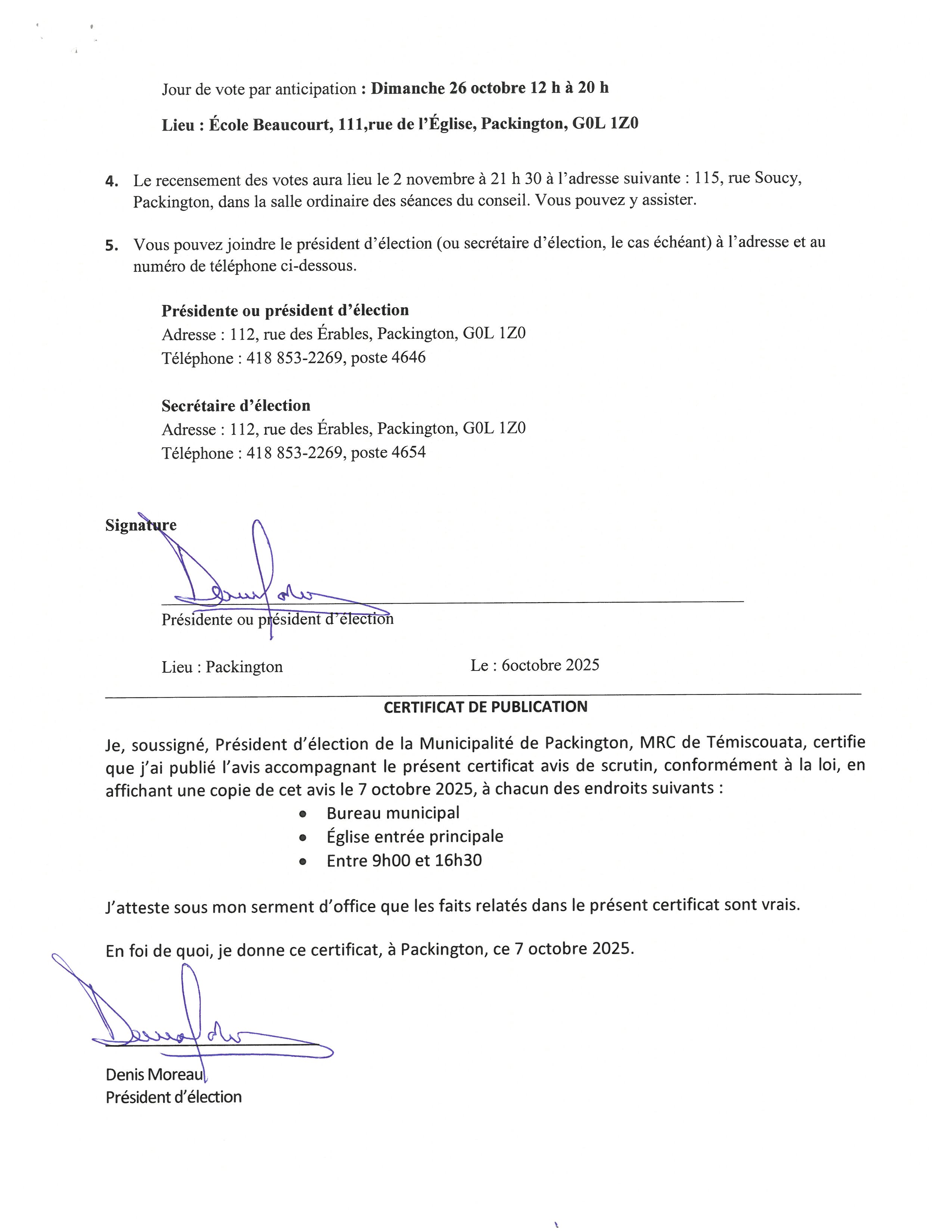 Avis de scrutin 2